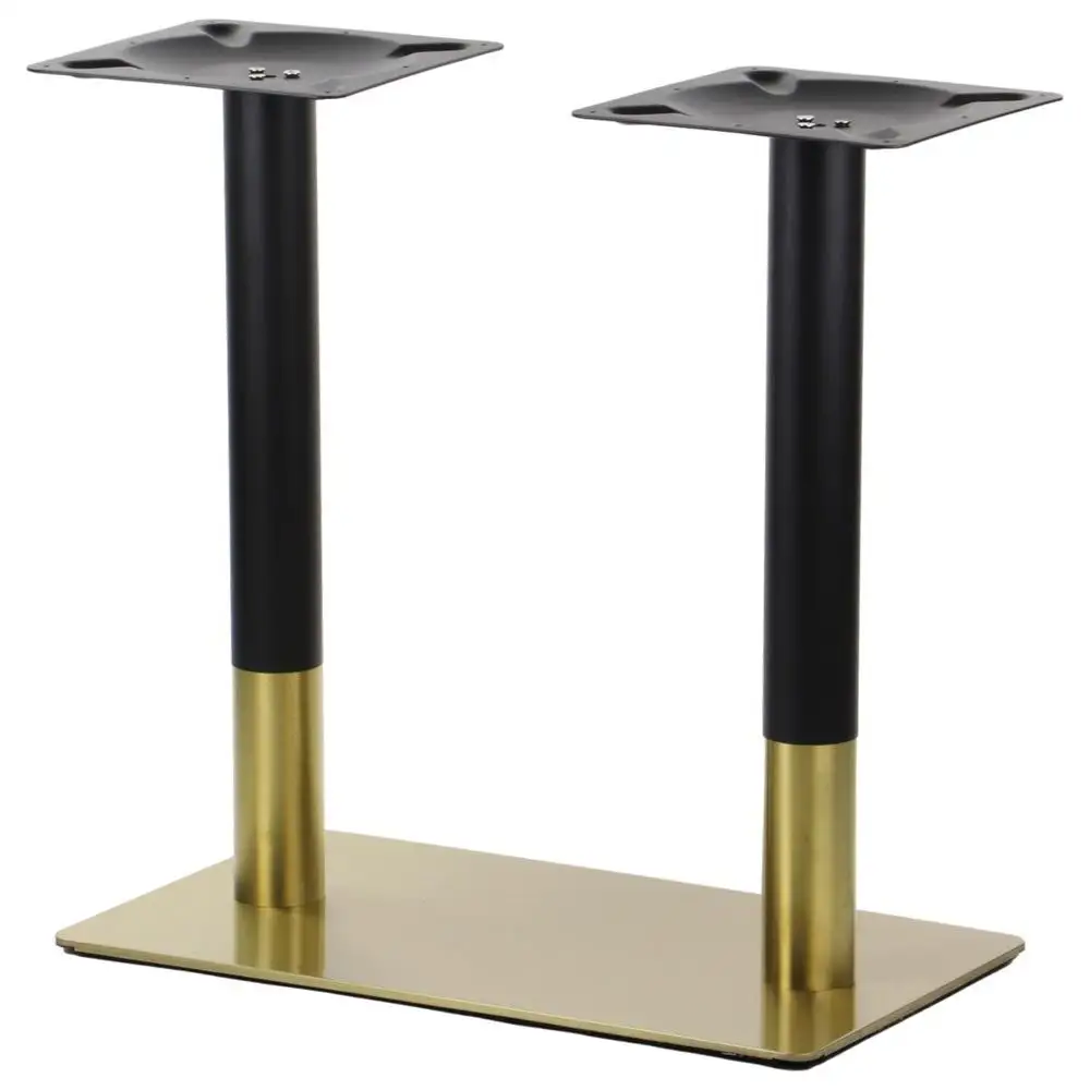 STEMA Dvojitá kovová stolová podnož SH-3003-1/GB, nehrdzavejúca oceľ zlatej farby, 70x40x72,5 cm, pre domácnosť, hotel a reštauráciu